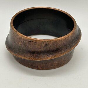 Vintage Bronze-Tone Bangle Bracelet Acrylic with Rustic Patina & Sculpted Design